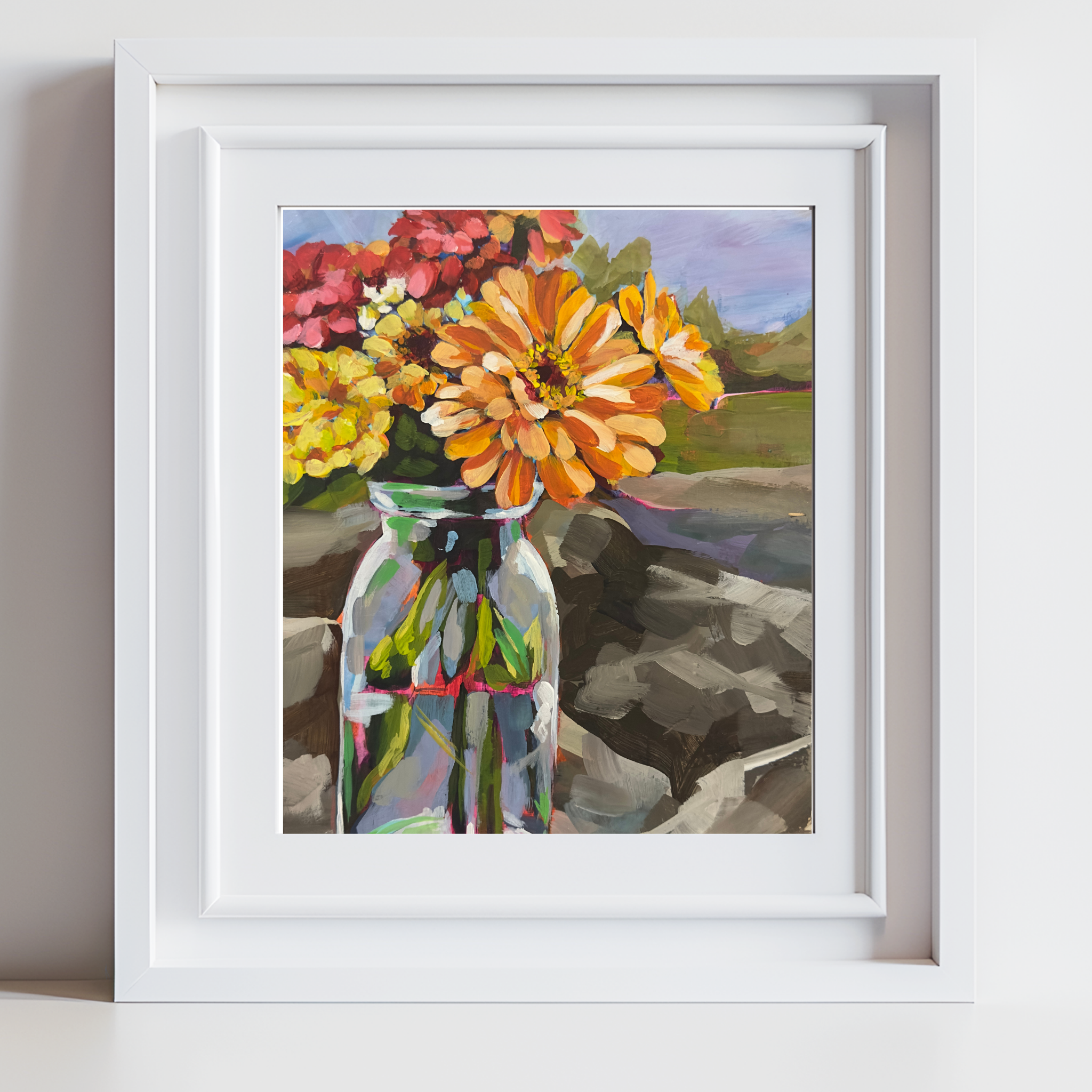Autumn Zinnia Bouquet Print