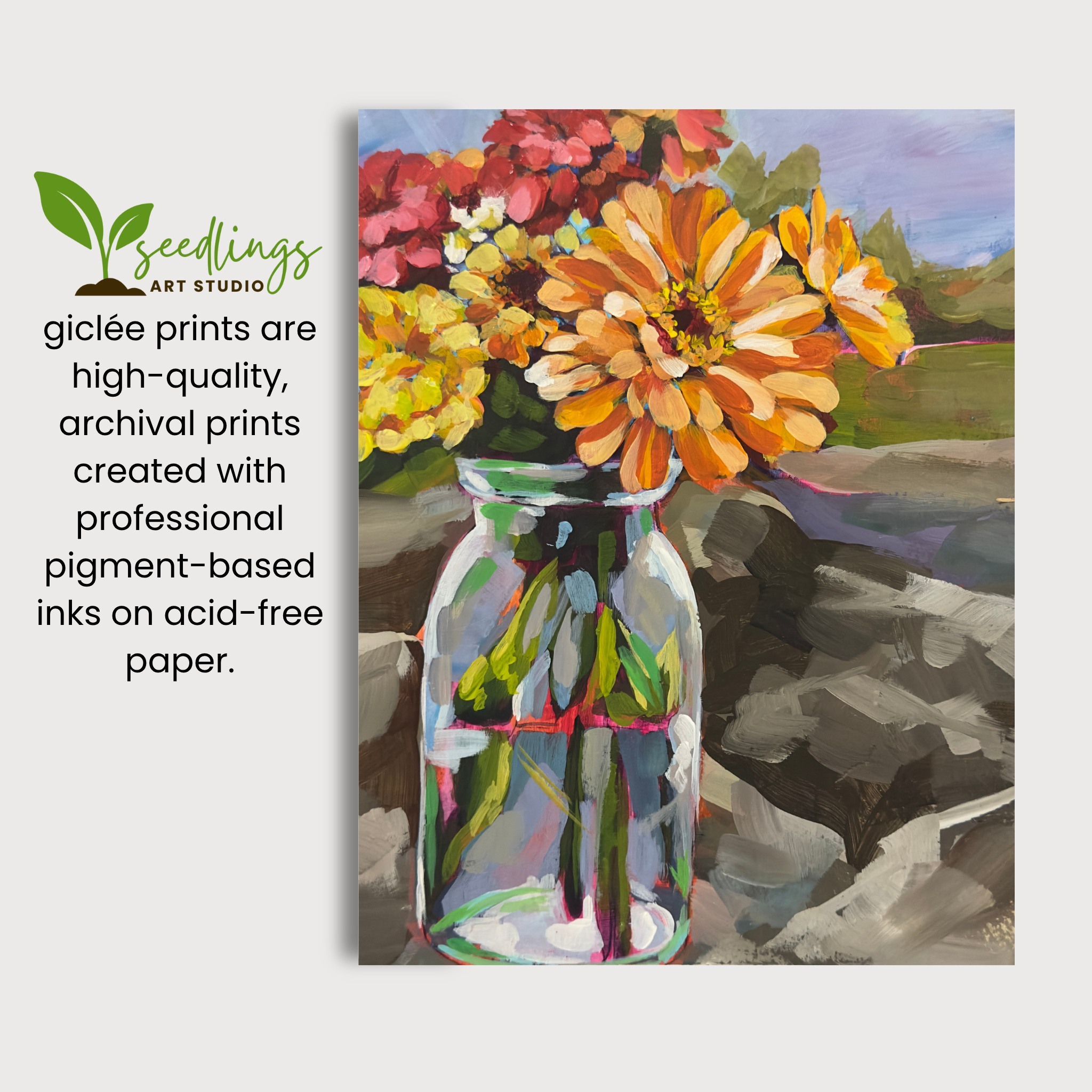 Autumn Zinnia Bouquet Print