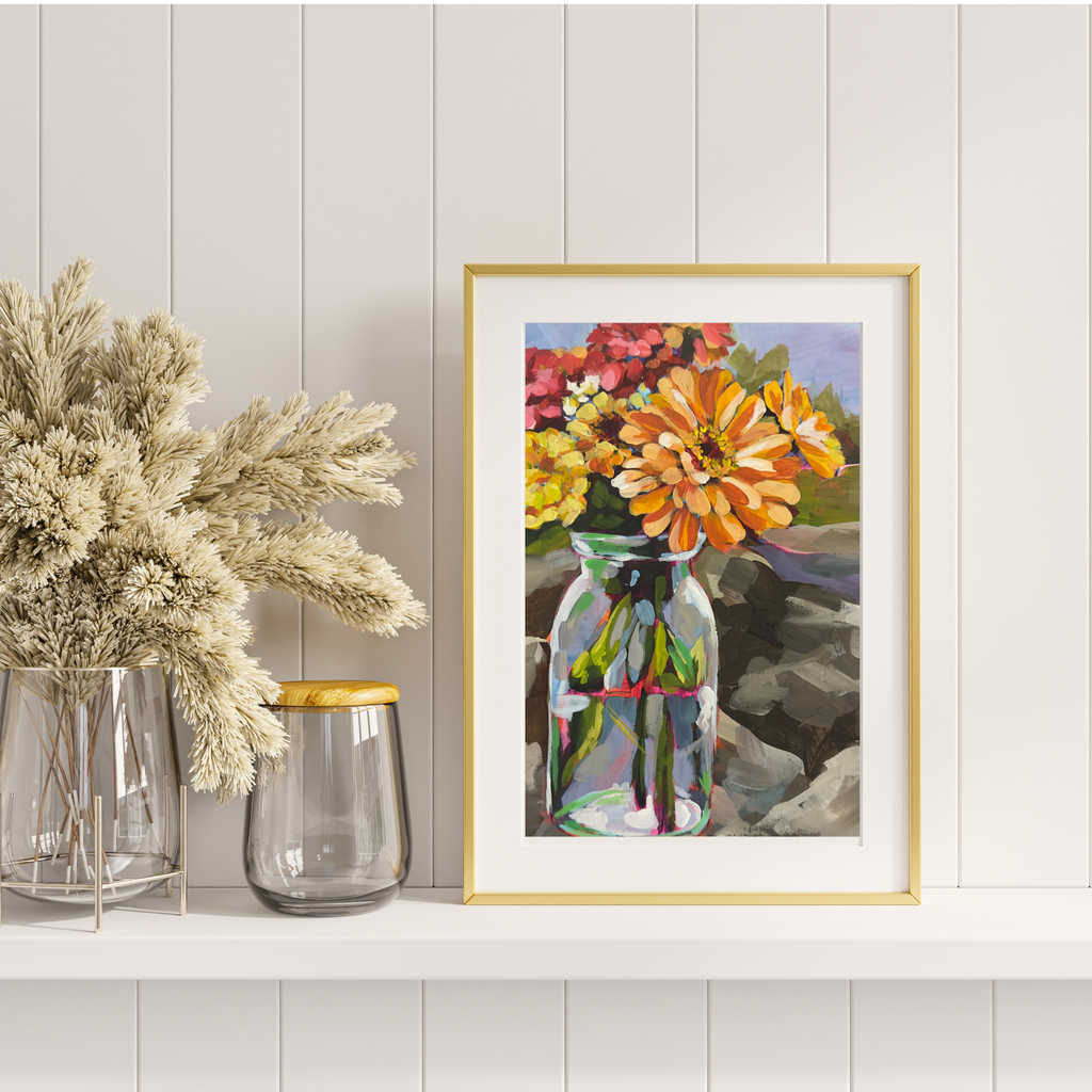 Autumn Zinnia Bouquet Print