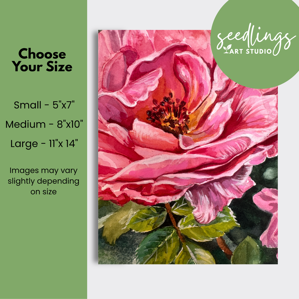 "Gratitude" Pink Rose Print