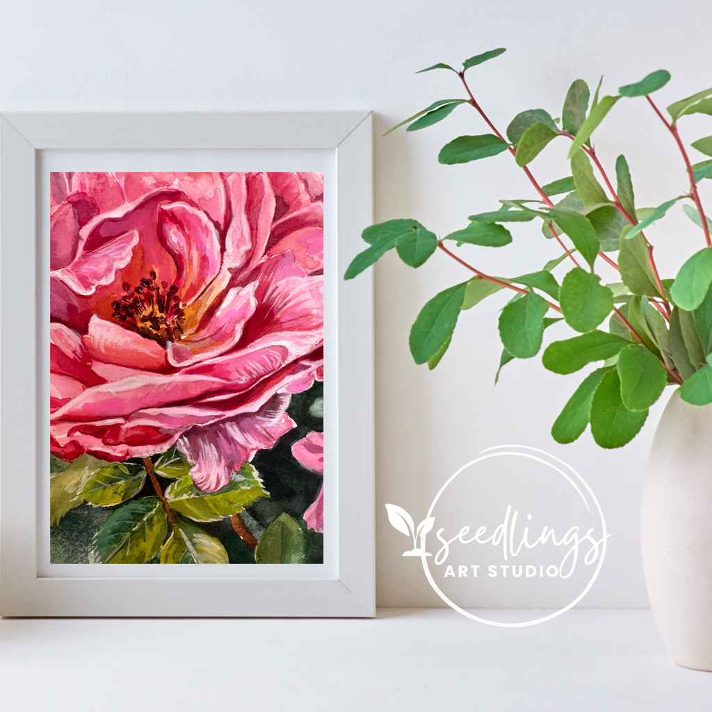 "Gratitude" Pink Rose Print