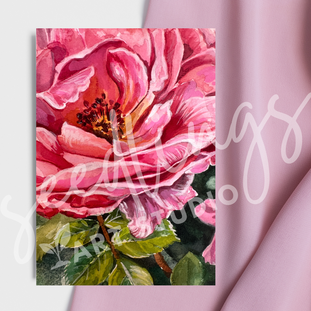 "Gratitude" Pink Rose Print