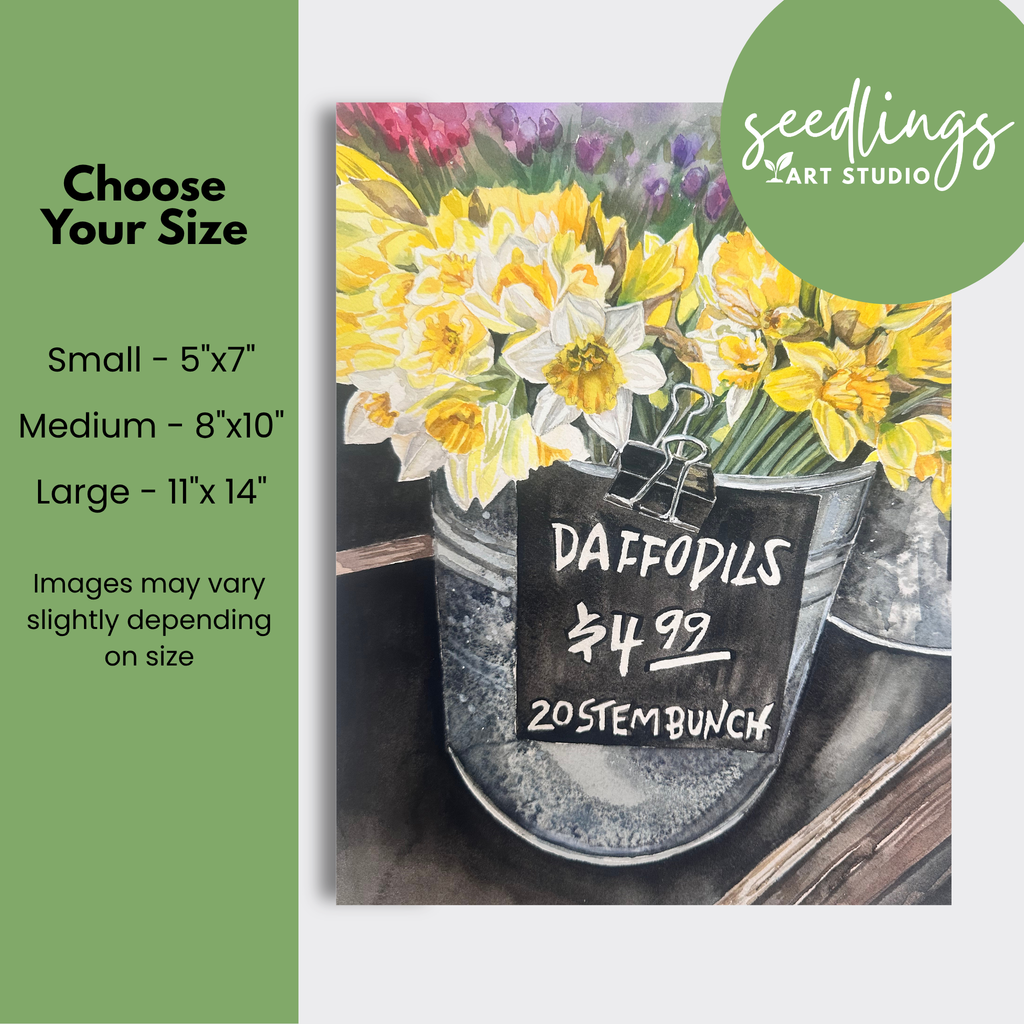 "Bucketful of Cheer" Daffodil Print