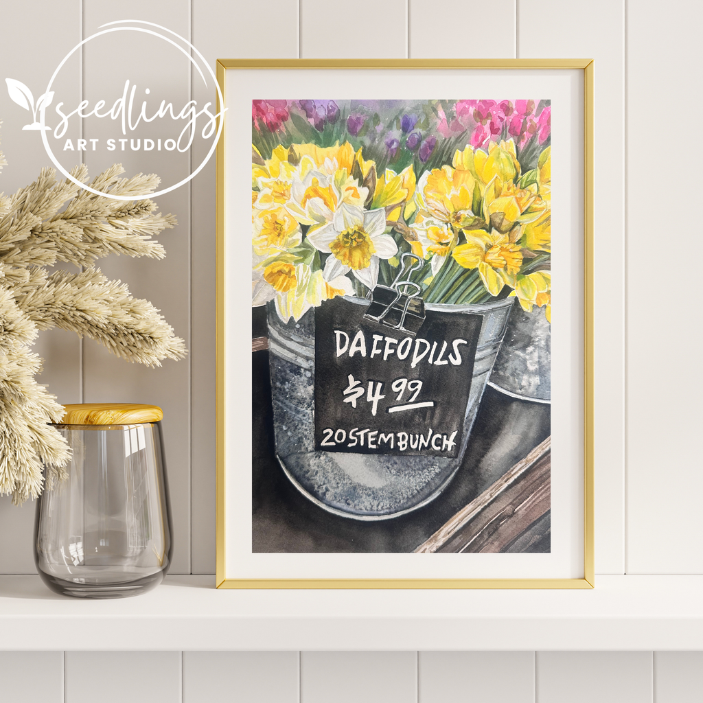 "Bucketful of Cheer" Daffodil Print