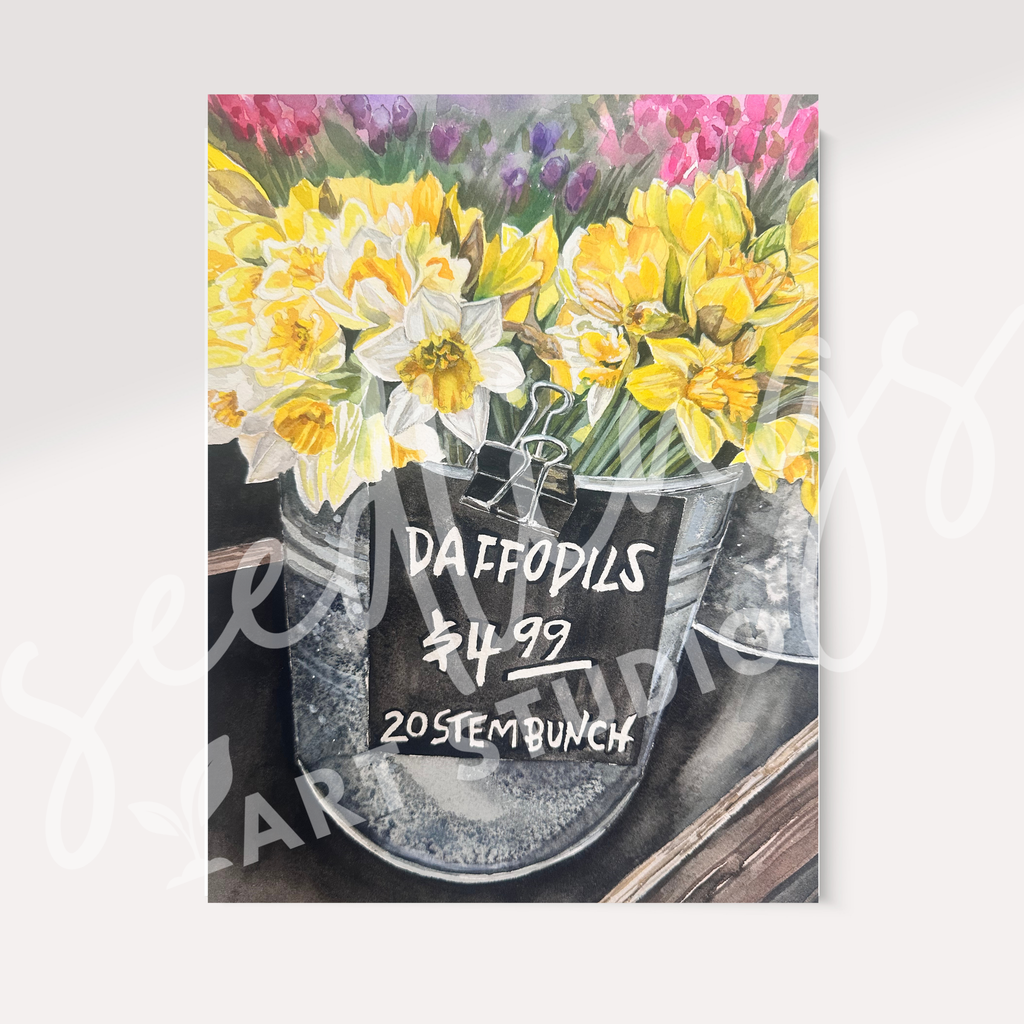 "Bucketful of Cheer" Daffodil Print